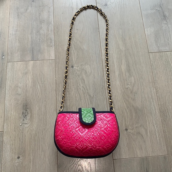 Aldo Vintage Structured Straw Purse - Pink/Blue/Green - Picture 3 of 9